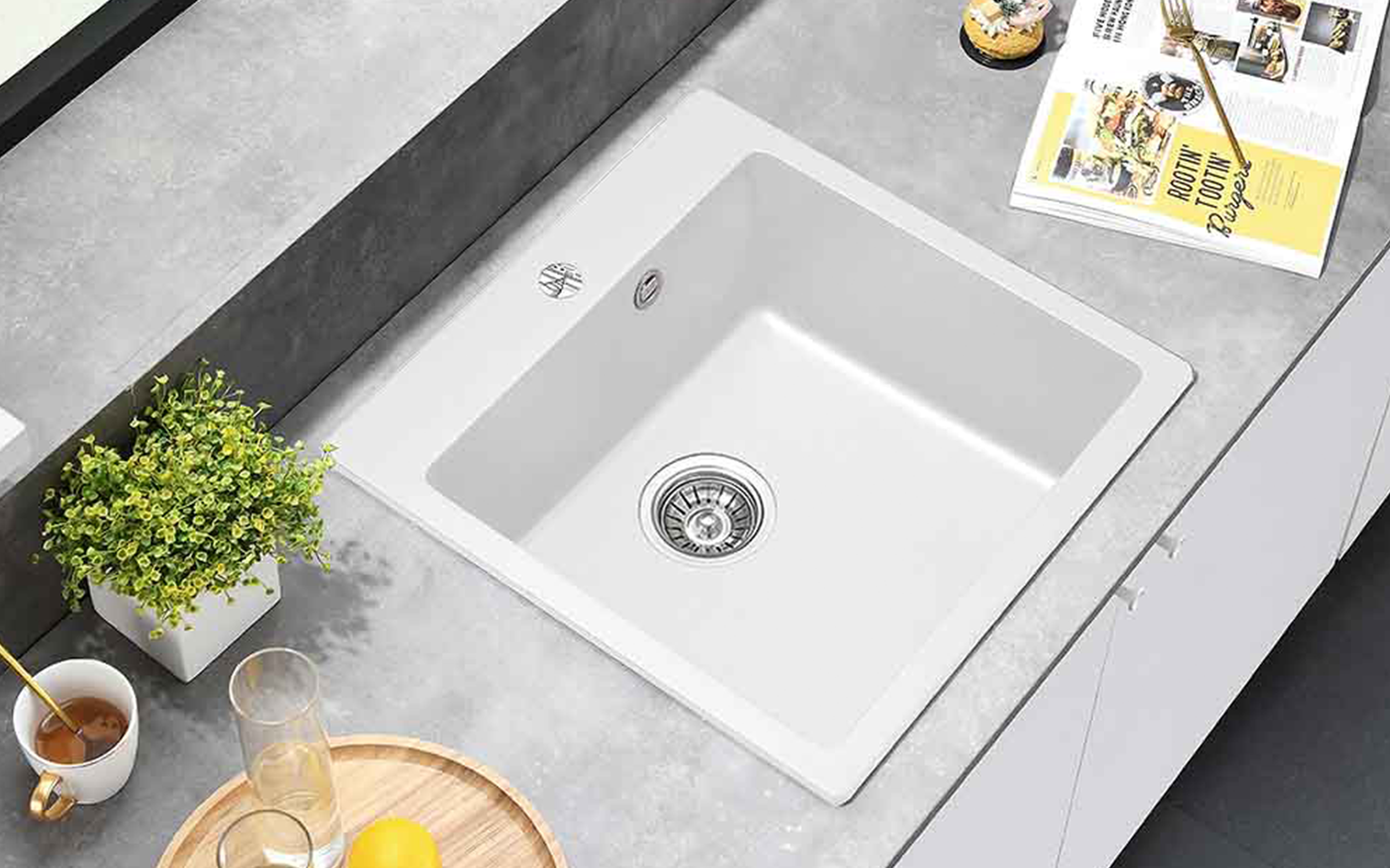 ICGS 5050 Granite sink, white  2